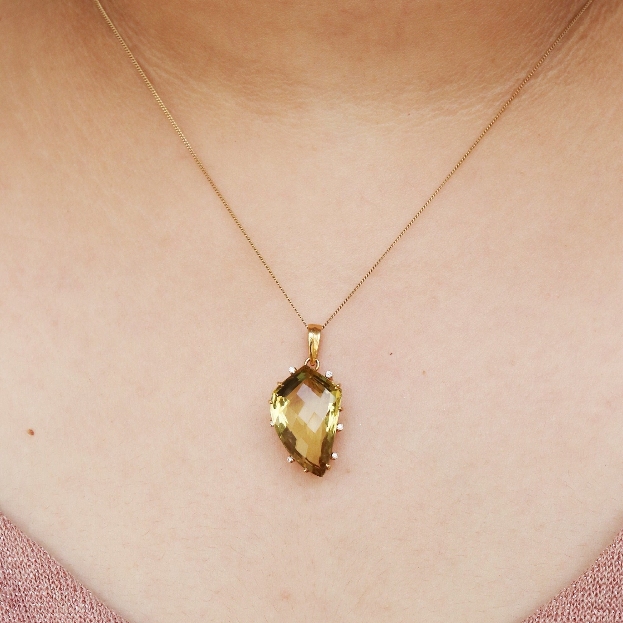 Yellow Lemon Topaz Pendant 18K Gold