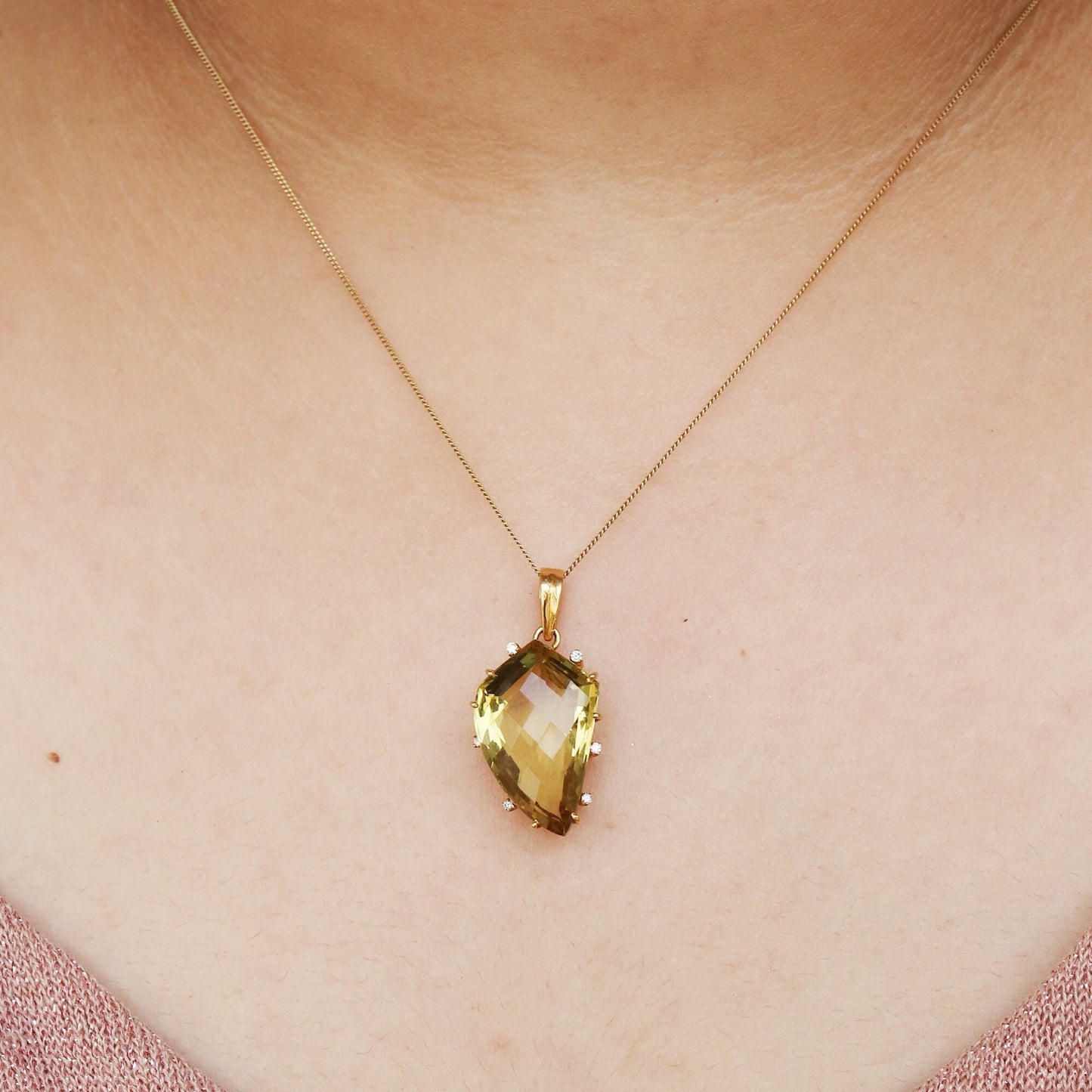 Yellow Lemon Topaz Pendant 18K Gold