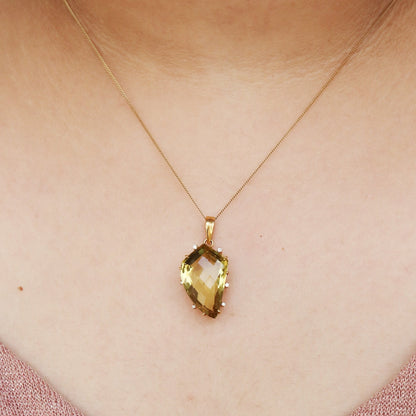 Yellow Lemon Topaz Pendant 18K Gold