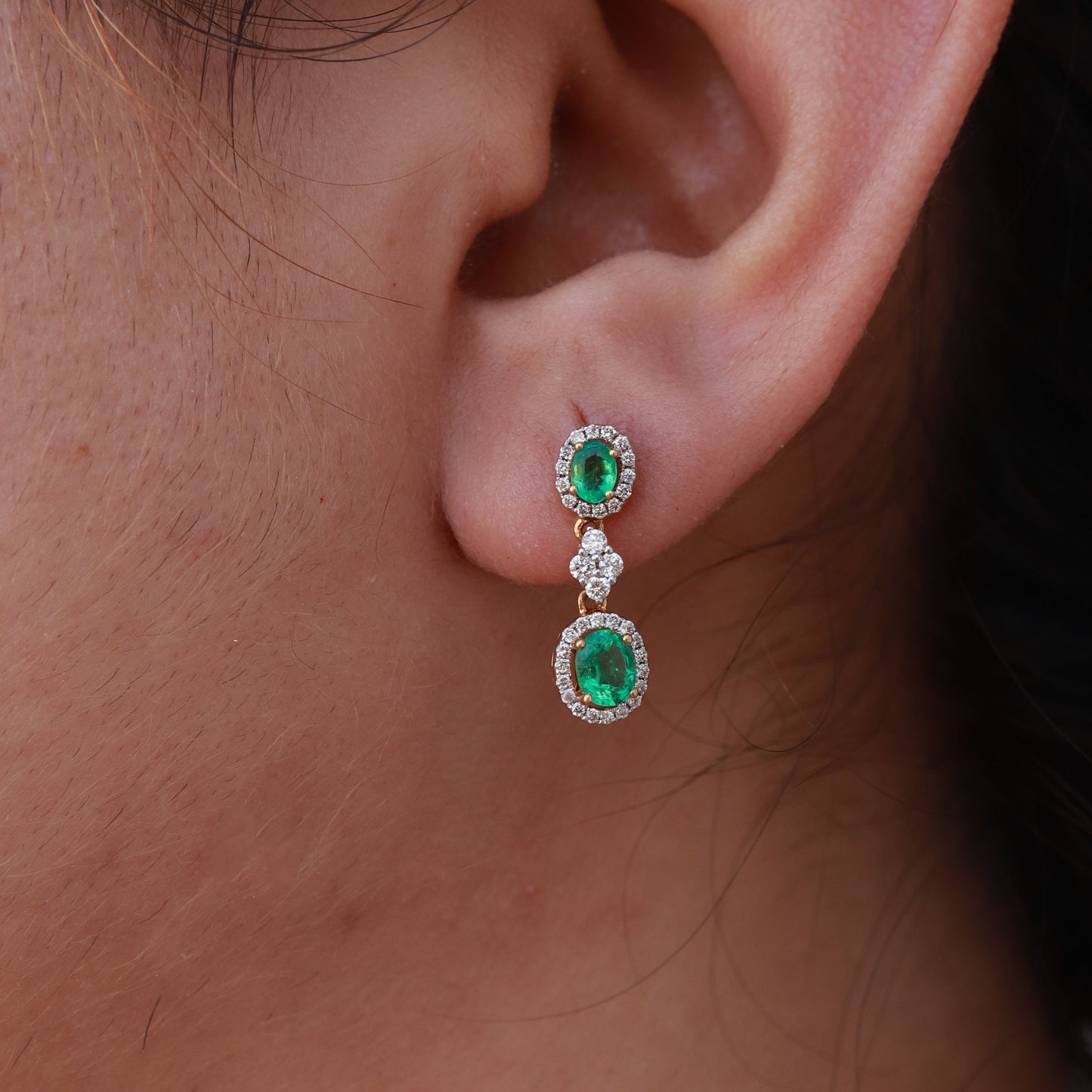 Yellow Oval Cut Emerald Earring 18K Gold