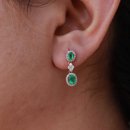Yellow Oval Cut Emerald Earring 18K Gold