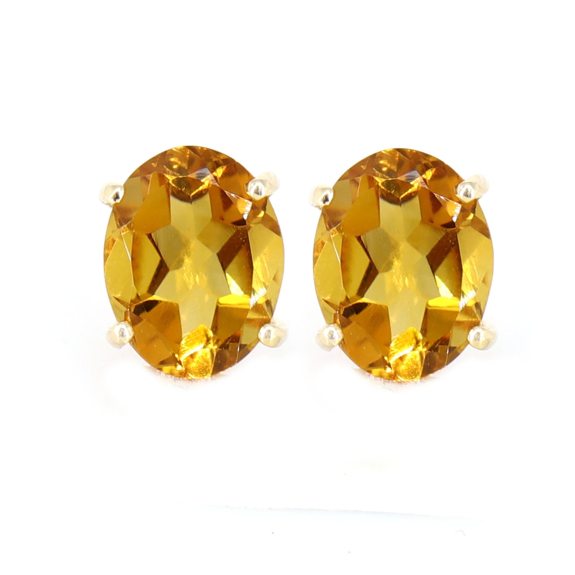 Genuine Citrine Stud Earring 14K Gold