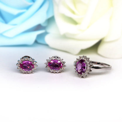 White Pink Sapphire Ring 14K Gold