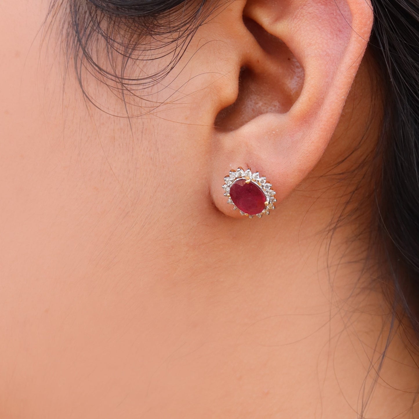 Ruby Studs / Ruby Earring 14K Gold
