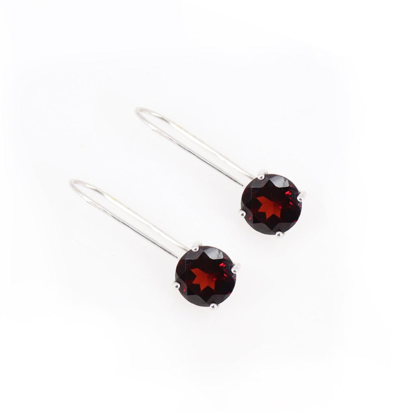 Red Garnet Round Shape Earring 14K Gold