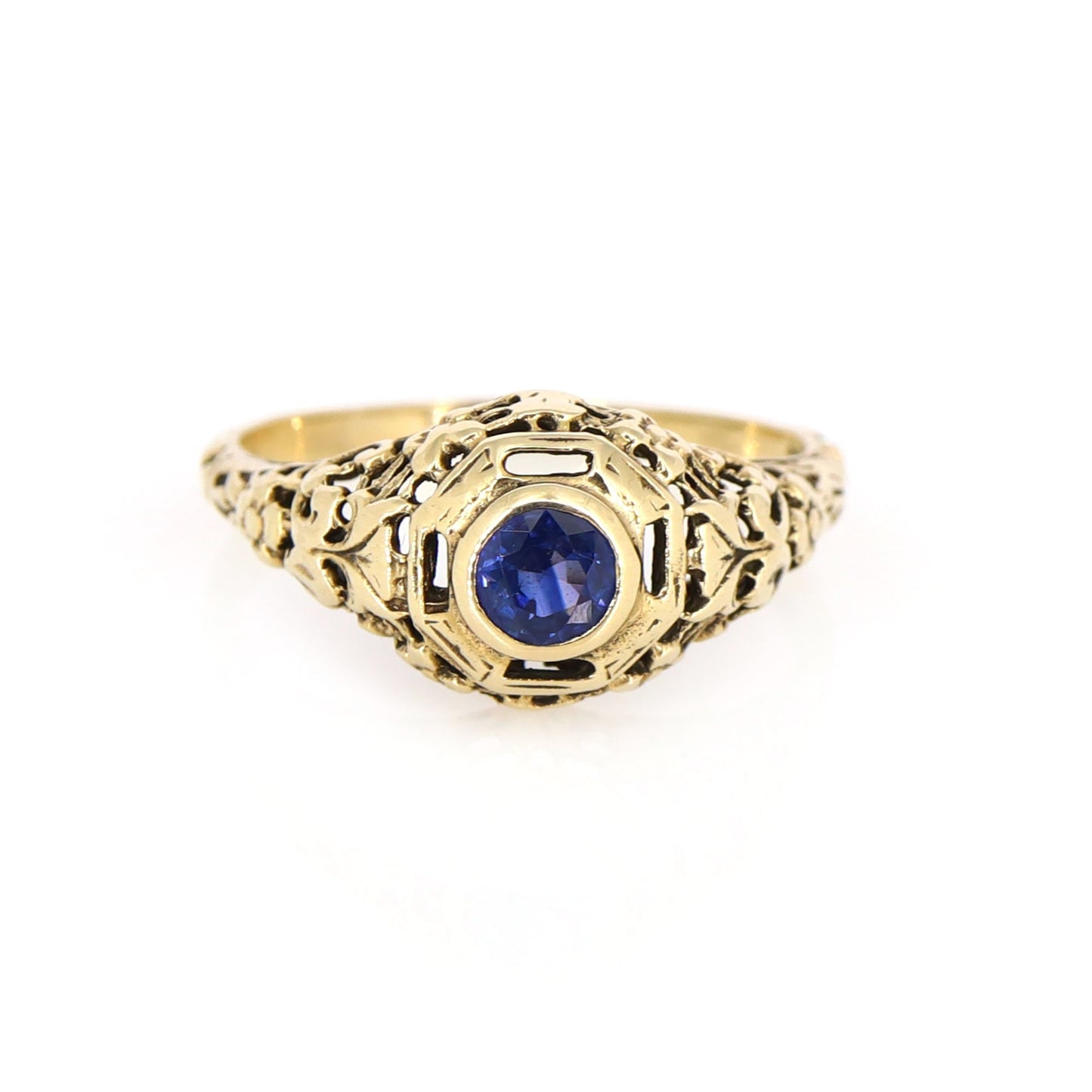Old Filigree Edwardian Sapphire Ring Gold