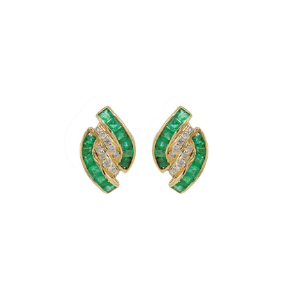 Emerald Stud Earring 14K Gold