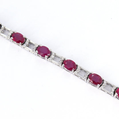 Ruby Cubic Zircon Bracelet Silver