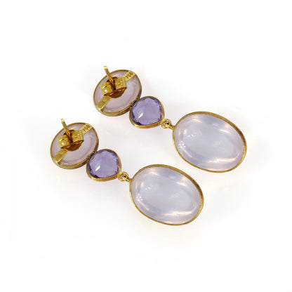 Rose Quartz Stone Earring 18K Gold