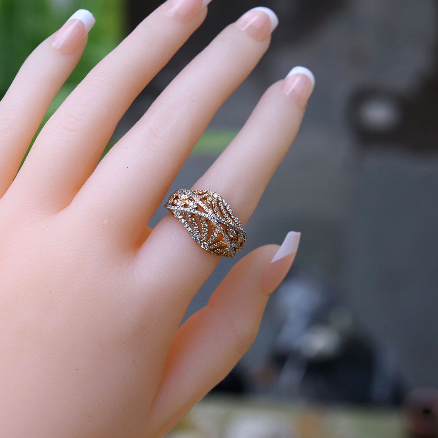 Two Tone Statement Ring 18K Gold
