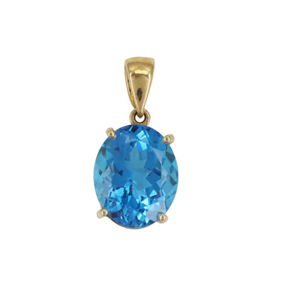 Anniversary Yellow Blue Topaz Pendant 14K Gold
