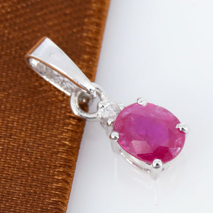 Oval Ruby Necklace Silver