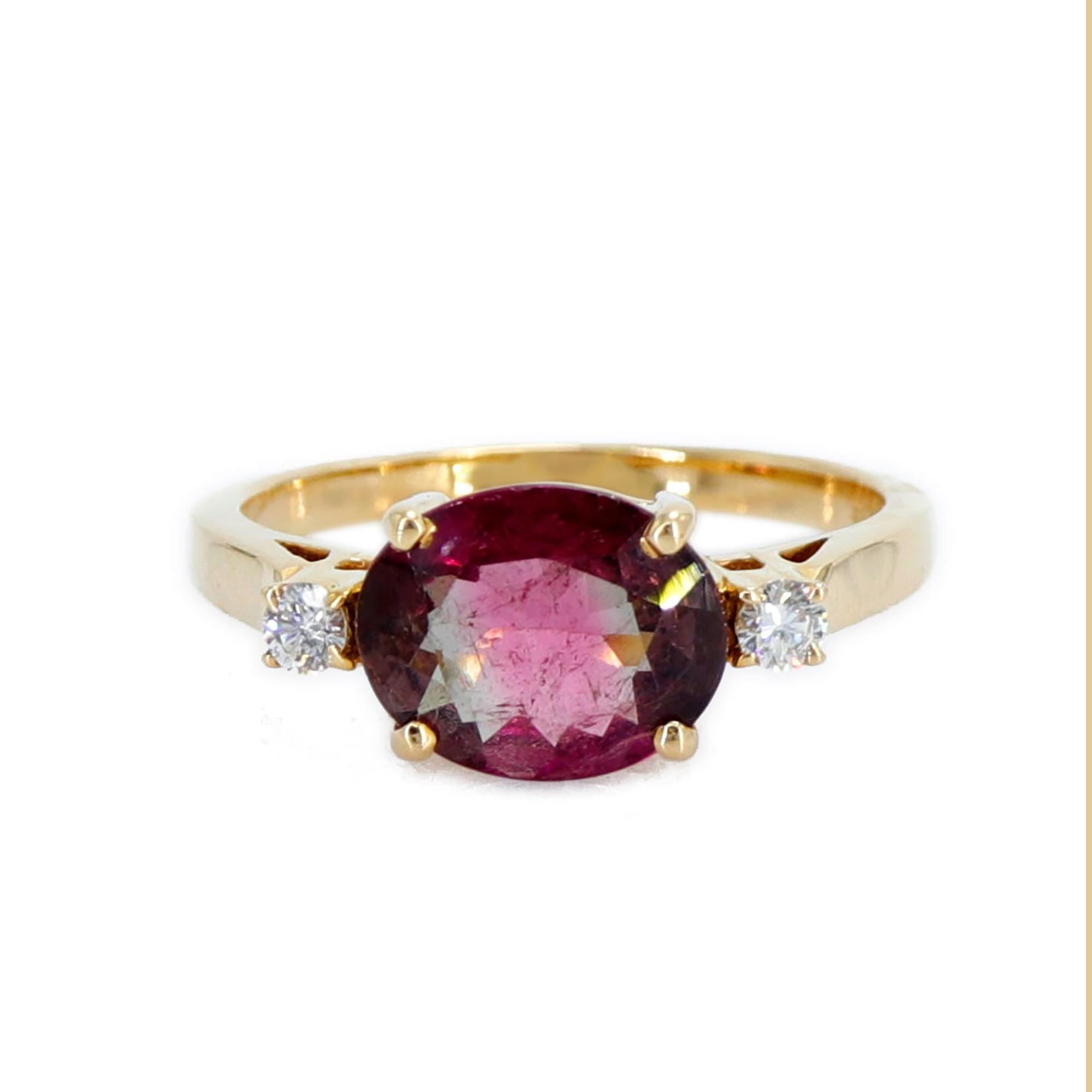 Bicolor Tourmaline Ring 14K Gold