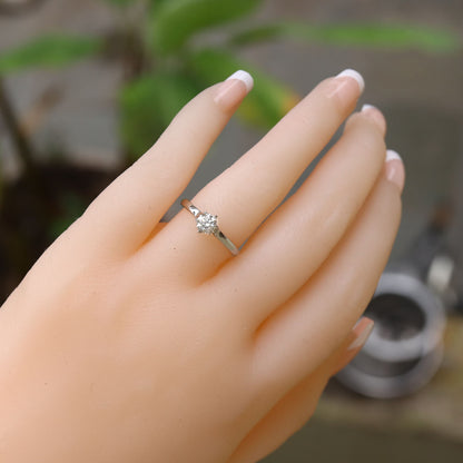 0.35 . White Minimalist Solitaire / Anniversary / Solitaire Wedding Ring 18K Gold