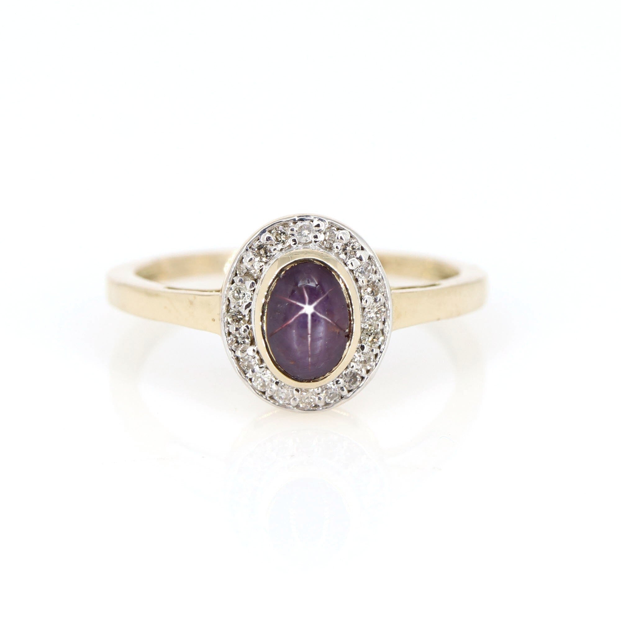 Halo Star Ruby Ring 14K Gold
