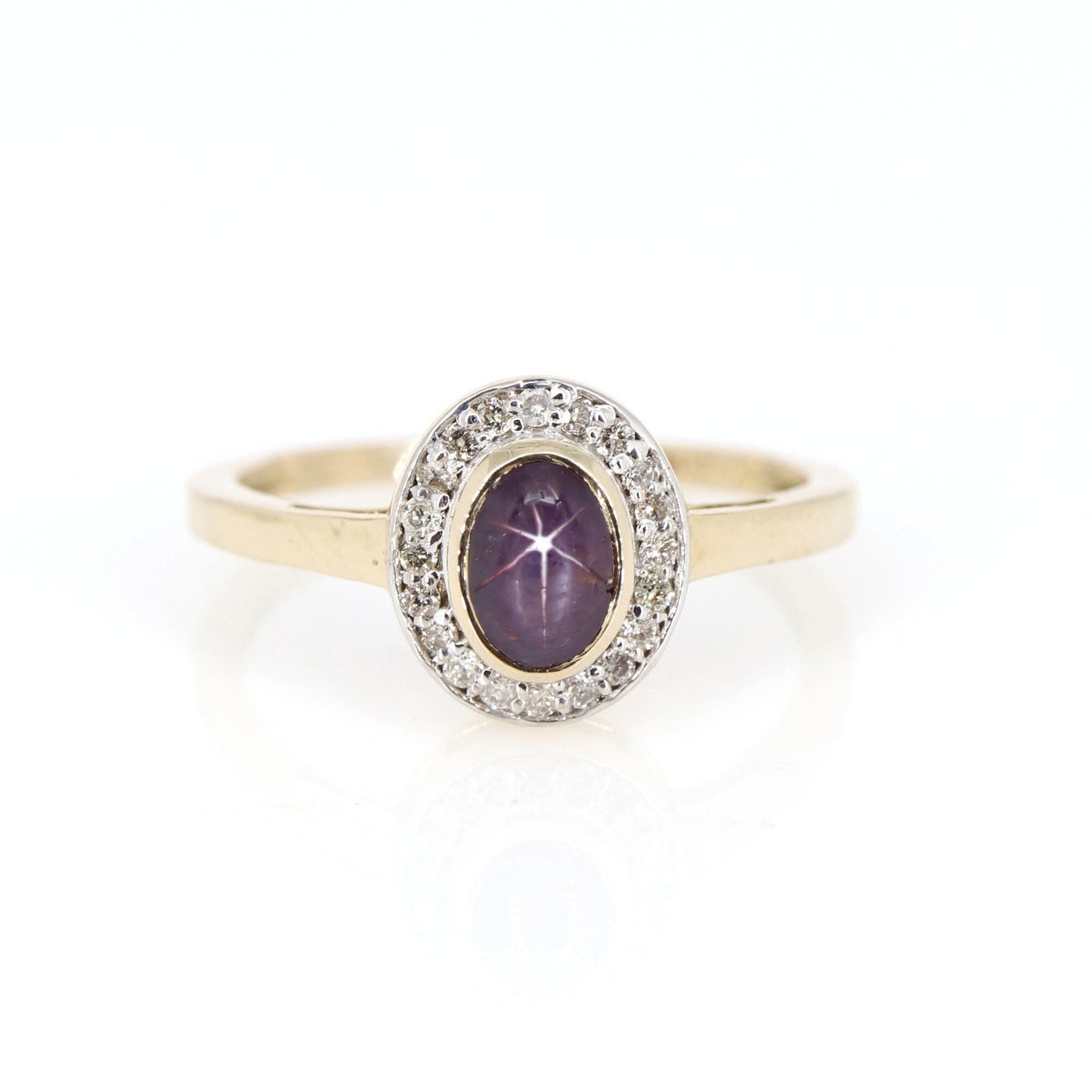 Halo Star Ruby Ring 14K Gold