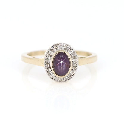 Halo Star Ruby Ring 14K Gold