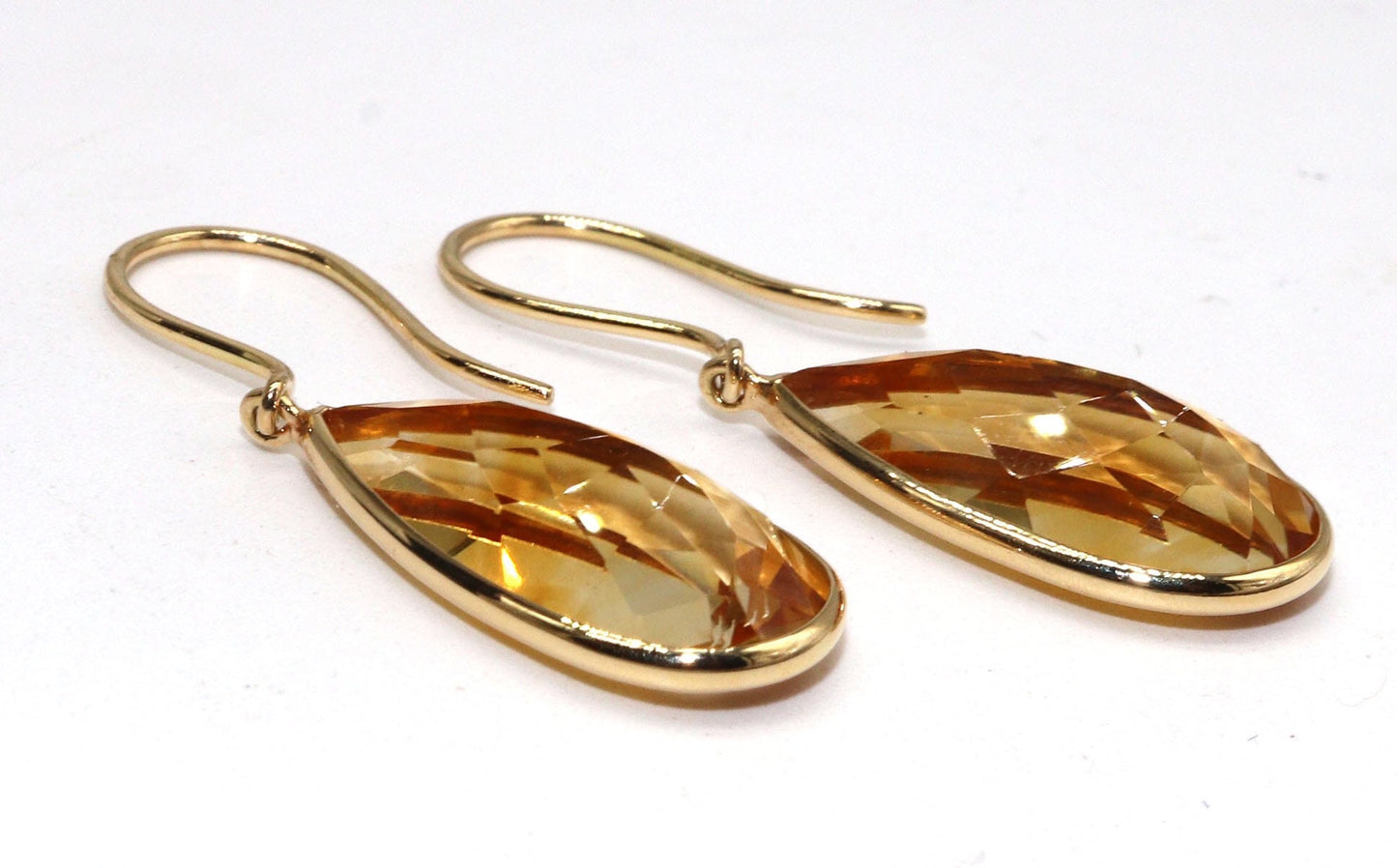 Yellow Handmade Citrine Hanging Earring 18K Gold