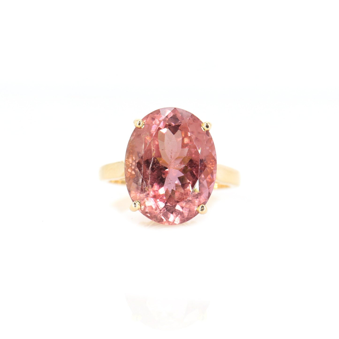 Pink Tourmaline Classic Cocktail Ring 14K Gold