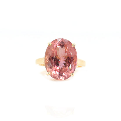 Pink Tourmaline Classic Cocktail Ring 14K Gold