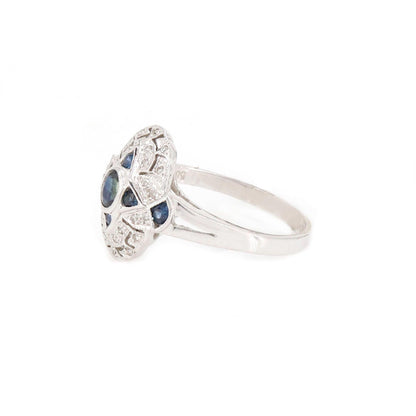 & Blue Sapphire Ring 14K Gold