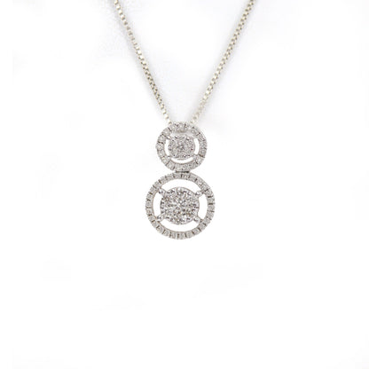 18Kt White Round Halo Pendant Gold