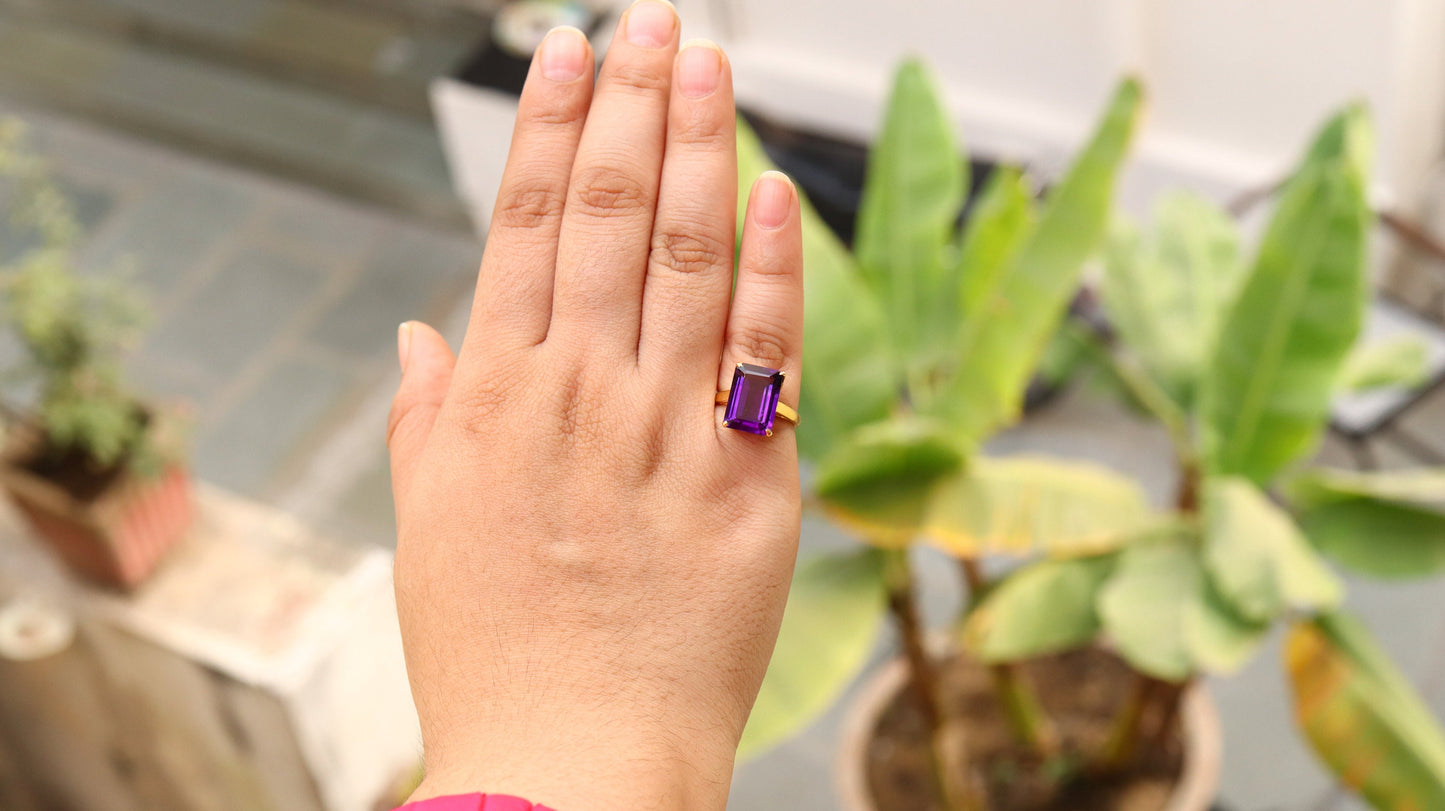Stunning Handmade Amethyst Ring 18K Gold