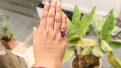 Stunning Handmade Amethyst Ring 18K Gold