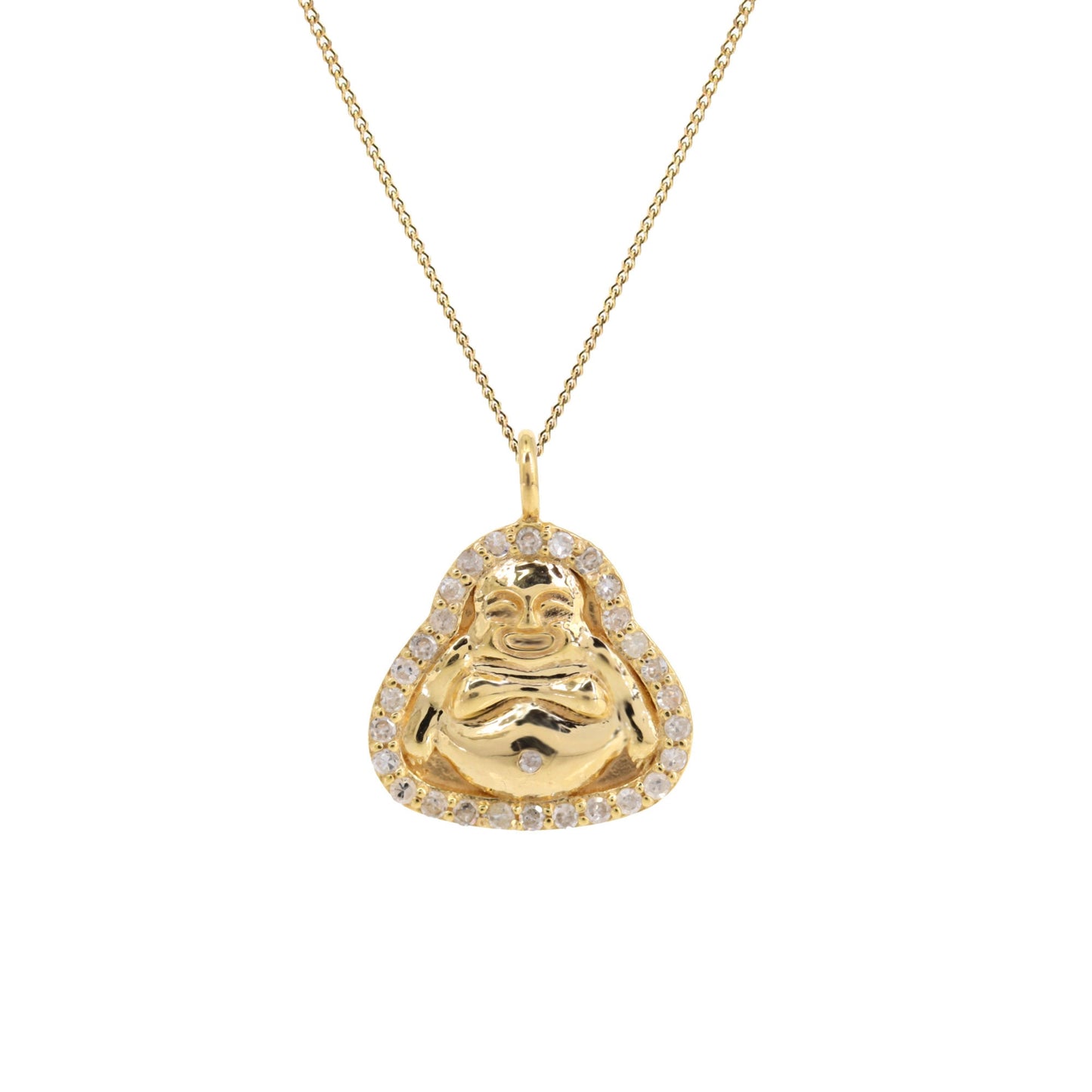 Laughing Buddha Charm Pendant 14K Gold