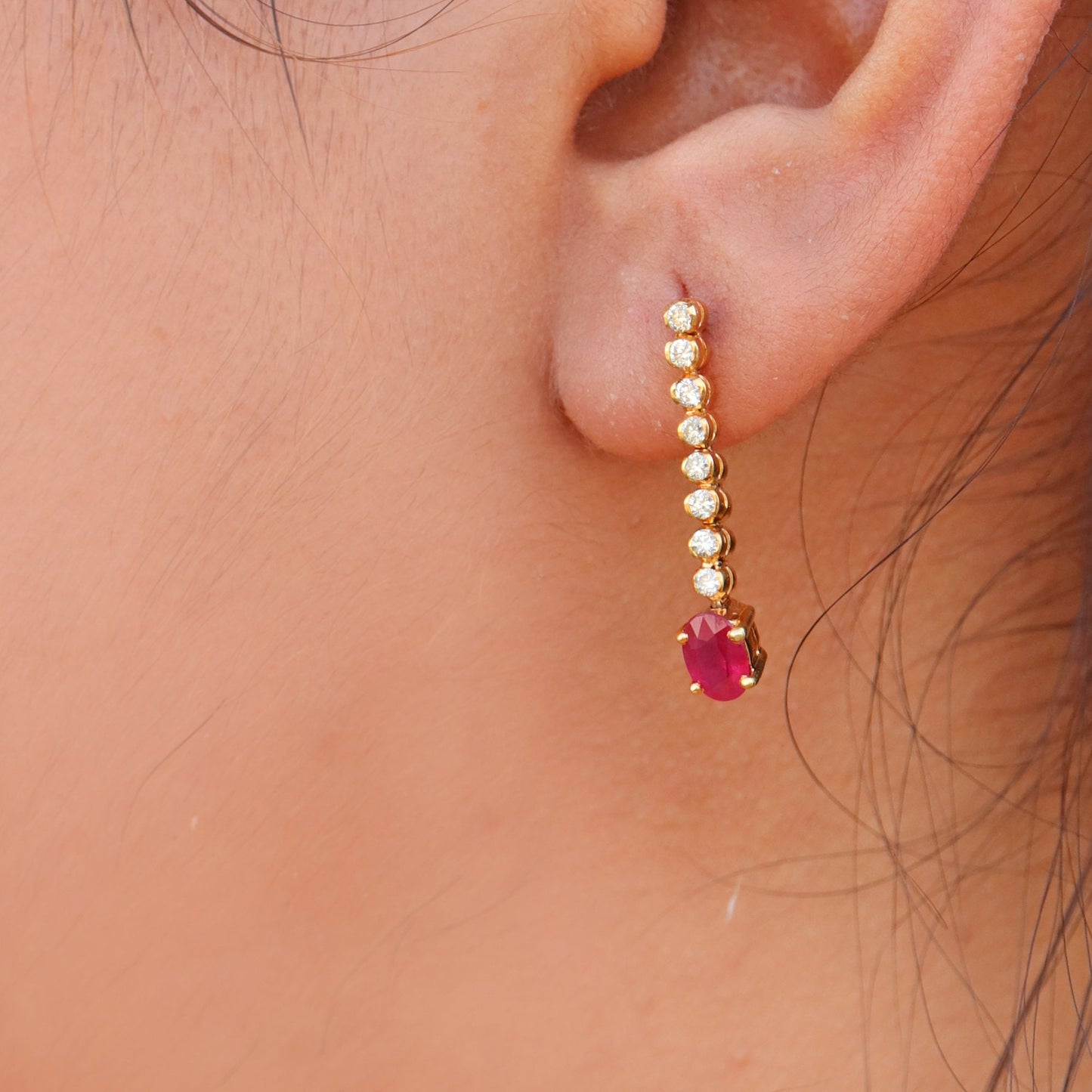 Ruby Dangle Drop Earring 18K Gold
