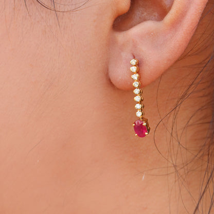 Ruby Dangle Drop Earring 18K Gold