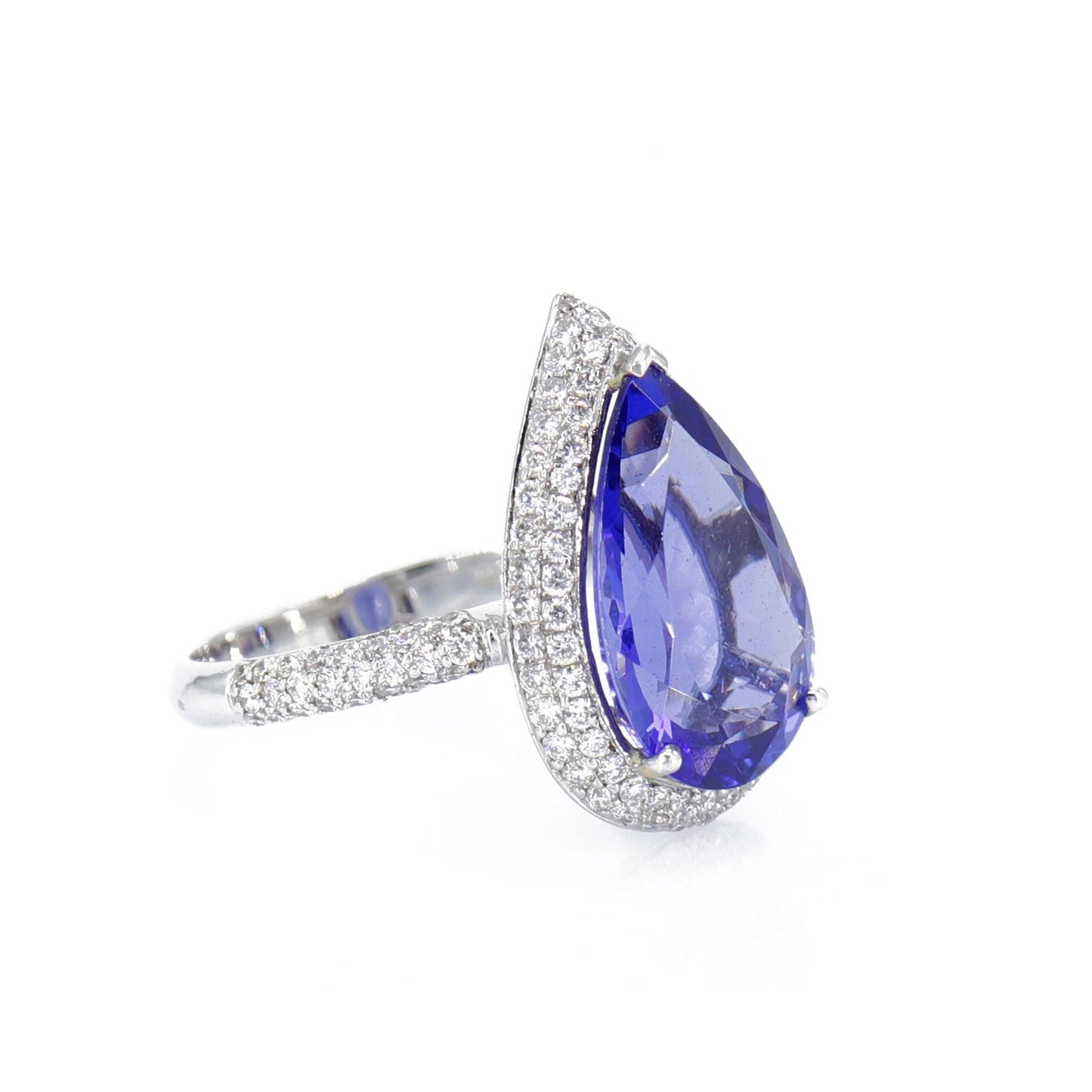 Art Deco White Halo Tanzanite Engagement Ring 14K Gold
