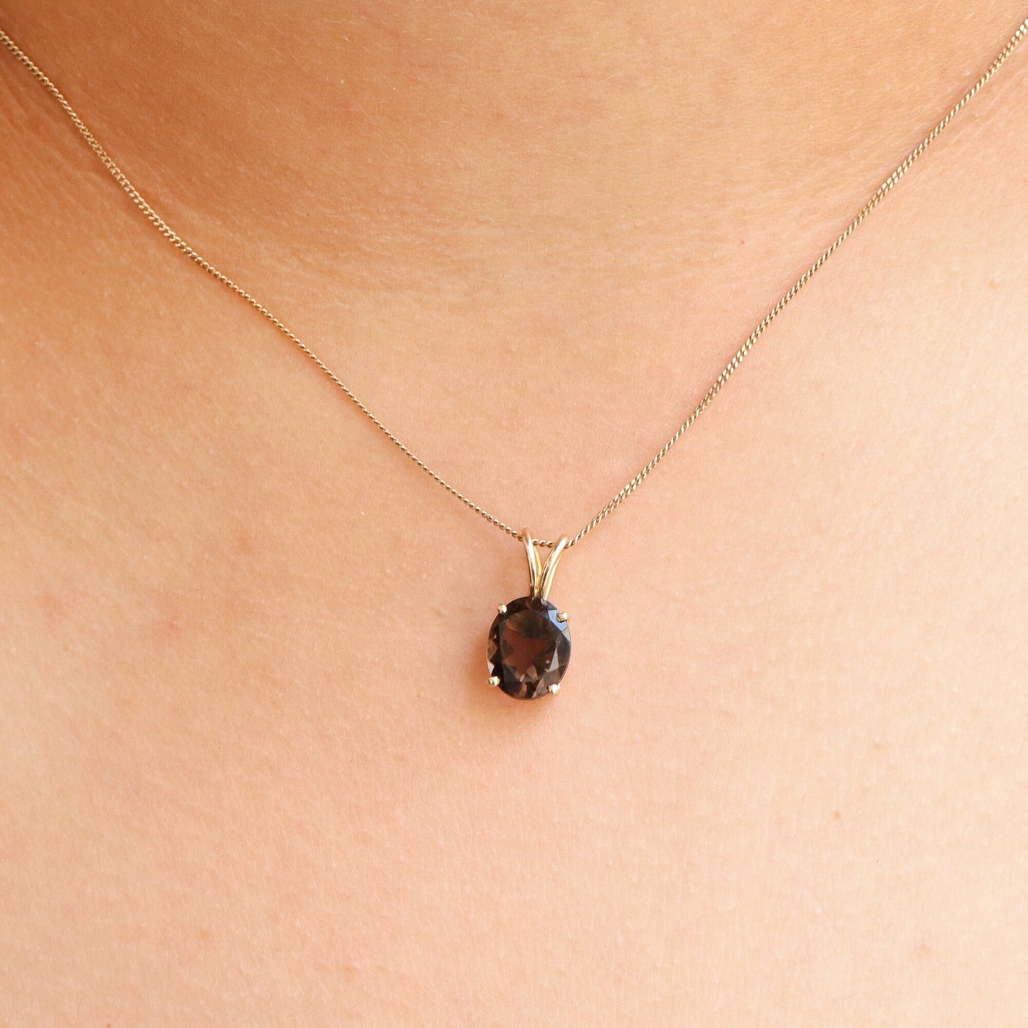 Faceted Smoky Quartz Studs Or Necklace 14K Gold