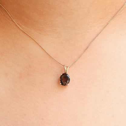 Faceted Smoky Quartz Studs Or Necklace 14K Gold