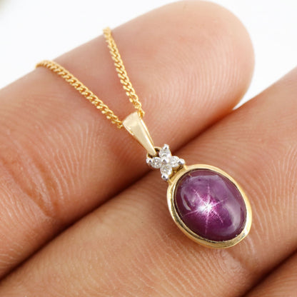 Star Ruby Pendant 14K Gold