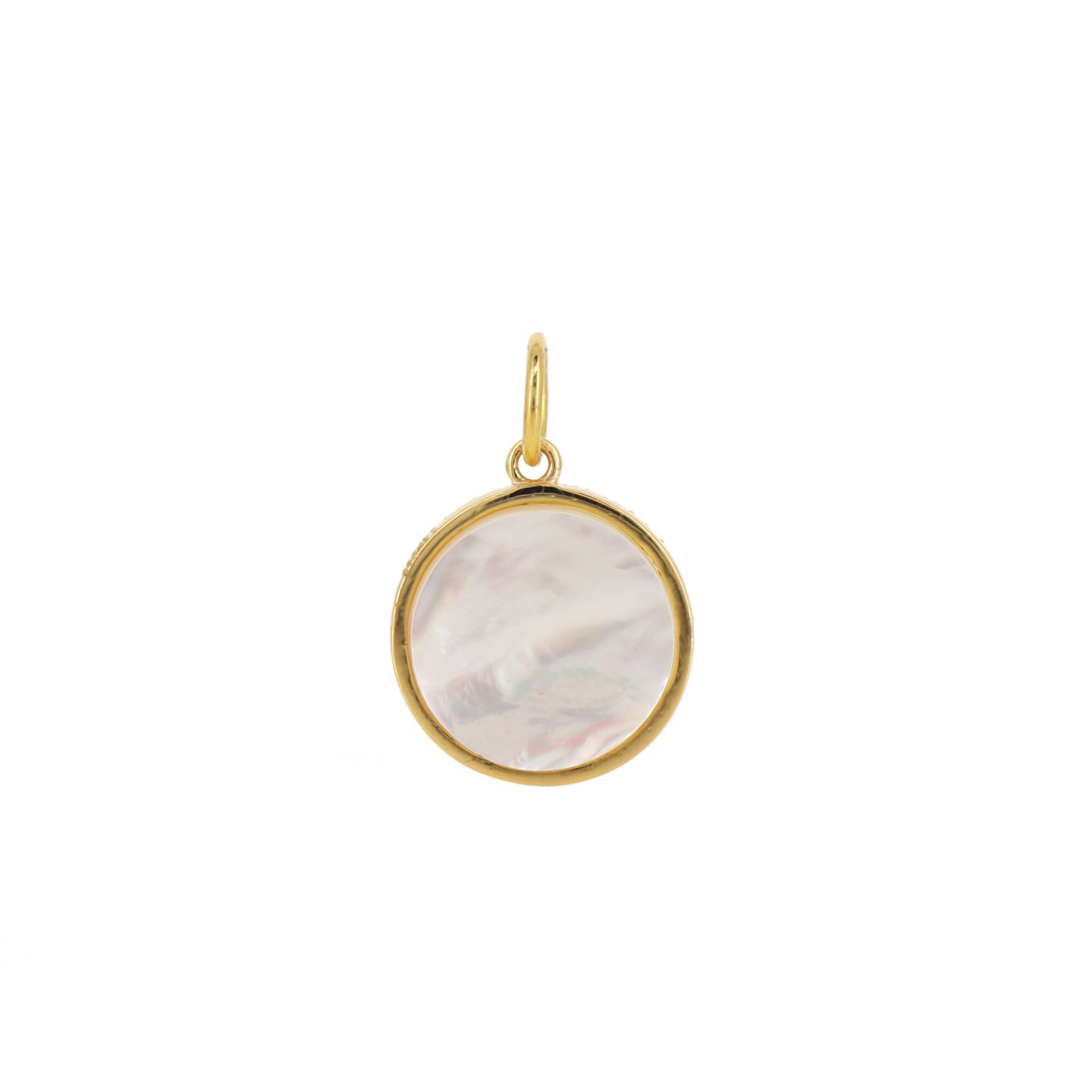 Half Moon Round Charm Turquoise Charm Pendant 14K Gold