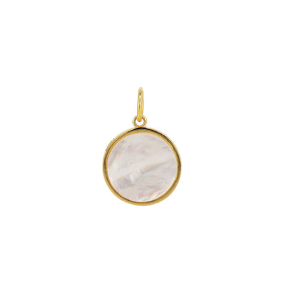 Half Moon Round Charm Turquoise Charm Pendant 14K Gold