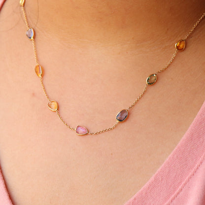 Yellow Sapphire Gemstone Necklace 18K Gold