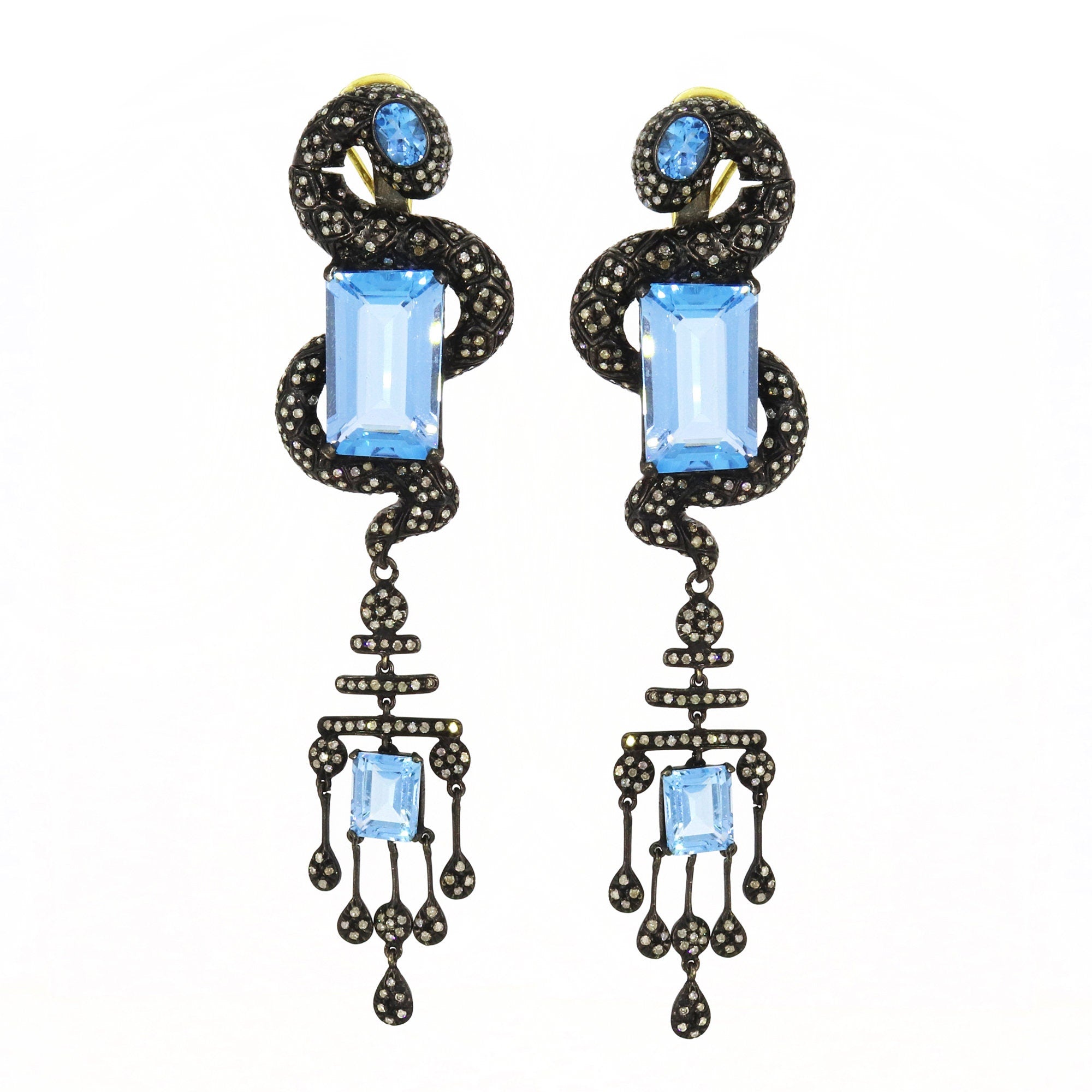 Blue Topaz Stone Earring Silver