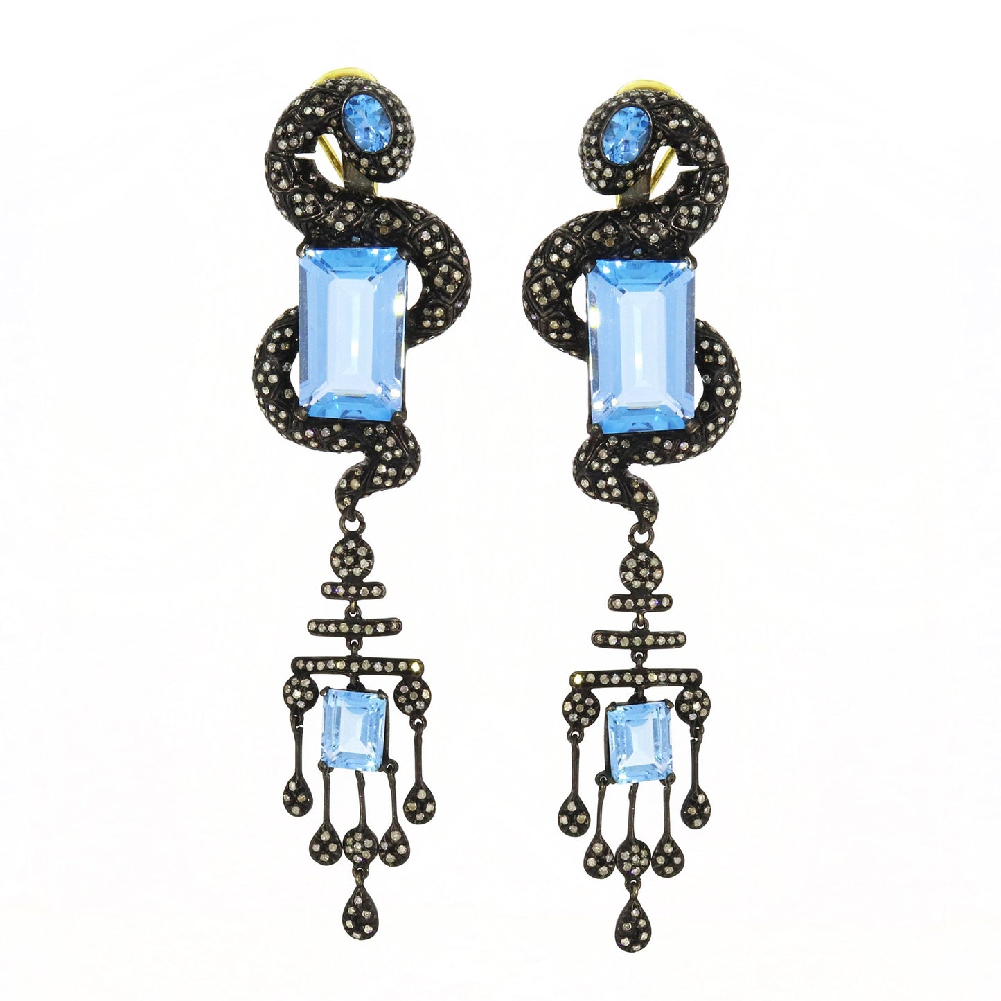 Blue Topaz Stone Earring Silver