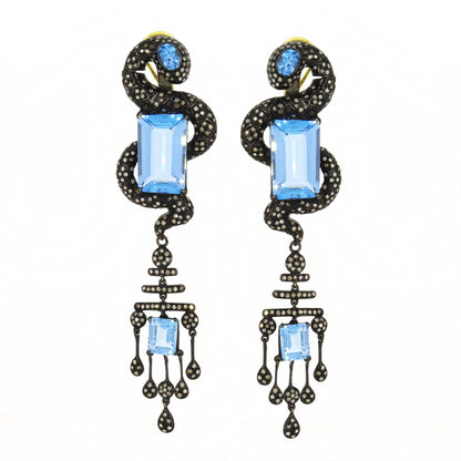 Blue Topaz Stone Earring Silver