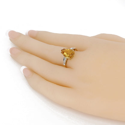 Pear Cut Citrine Ring 14K Gold