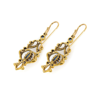 Blue Sapphire Gemstone Earring Gold