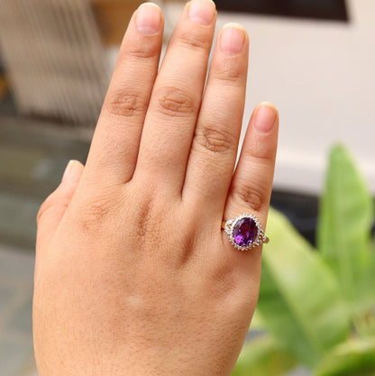 Unique Amethyst Ring 14K Gold