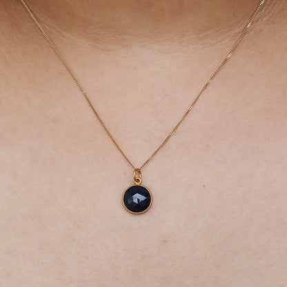 Rose Cut Blue Sapphire Necklace 18K Gold