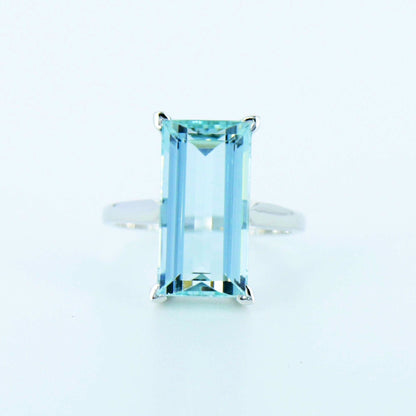 Aquamarine White Ring 14K Gold