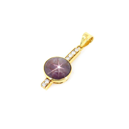 Star Ruby Pendent Necklace 18K Gold