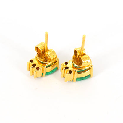 Oval Cut Emerald & Earring 14K Gold