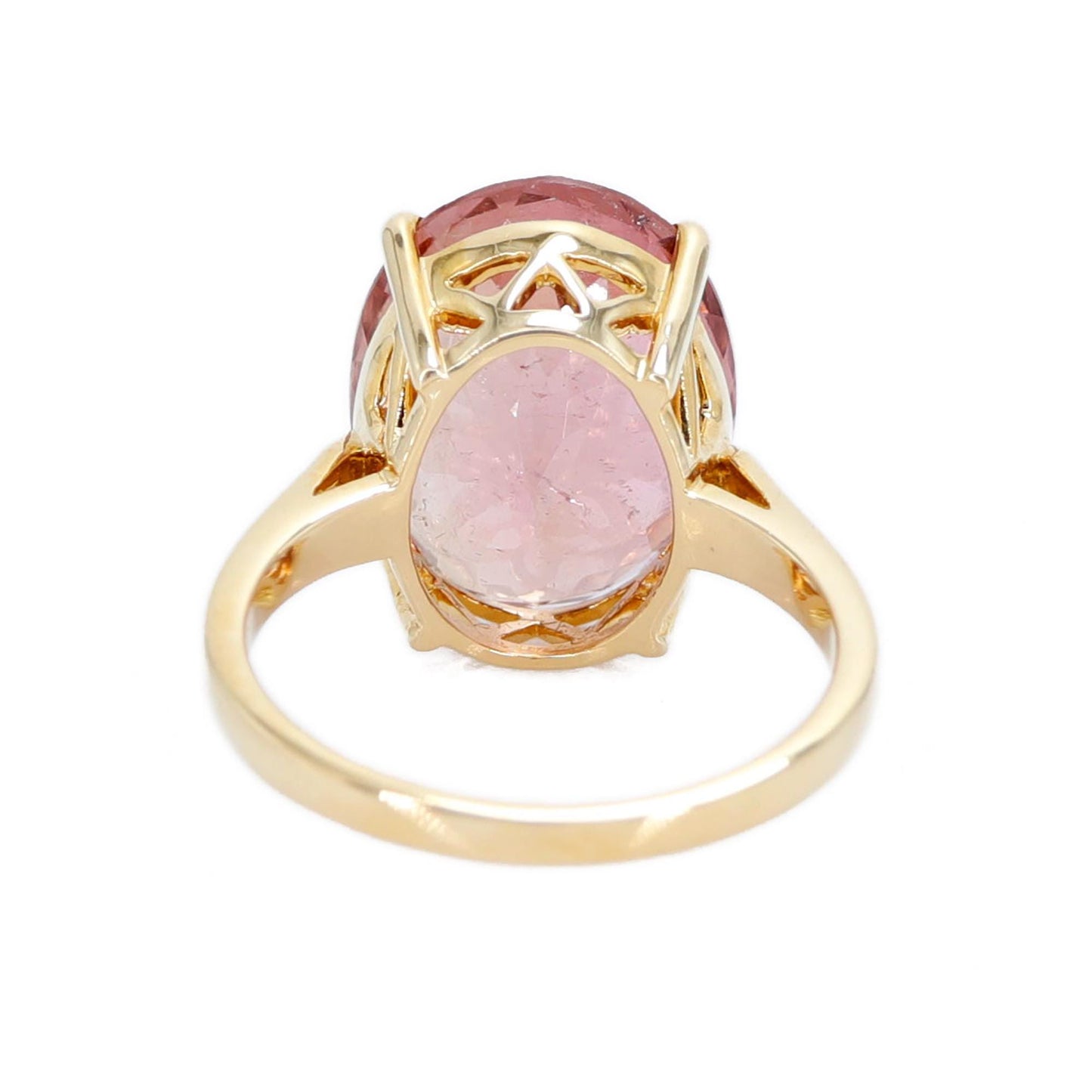 Pink Tourmaline Classic Cocktail Ring 14K Gold