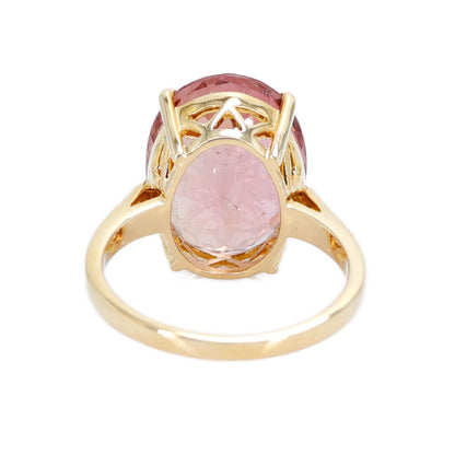 Pink Tourmaline Classic Cocktail Ring 14K Gold